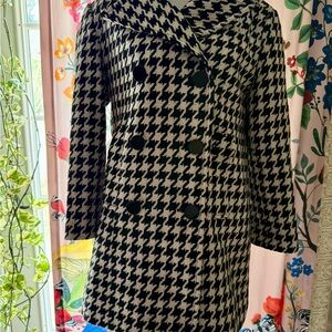New York & Company Black and White Houndstooth Coat Women’s Size 10